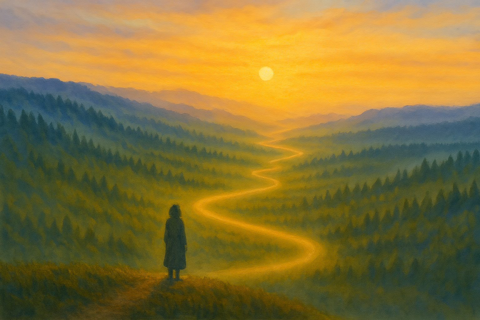 Golden path at sunrise